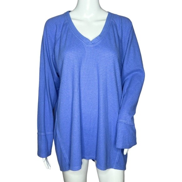 Wildfox Tops - Wildfox Women’s Haley Thermal Top Blue Brushed Long Sleeved V-Neck Size XXL